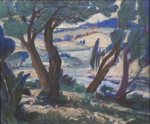 View Through Trees Oil Painting by Vladimir Pavlosky