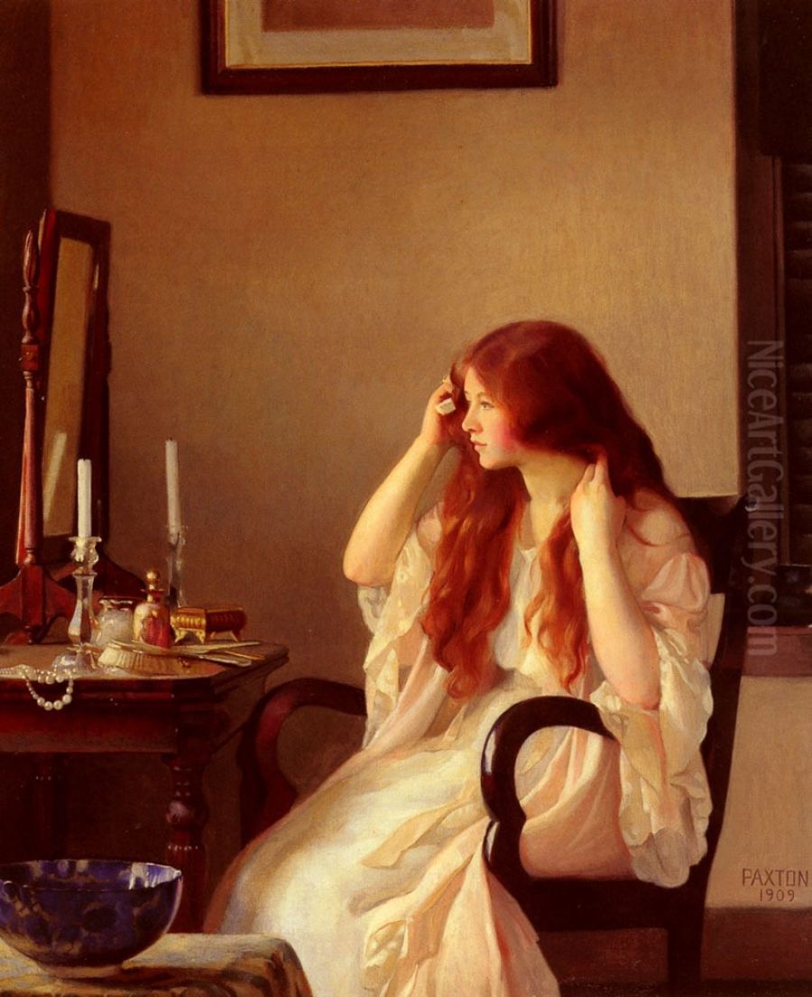 Girl Combing Her Hair Oil Painting by William McGregor Paxton
