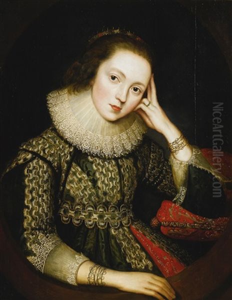 Portrait Of A Lady, Said To Be Mary Queen Of Scots (1542-87) Oil Painting by Robert Peake