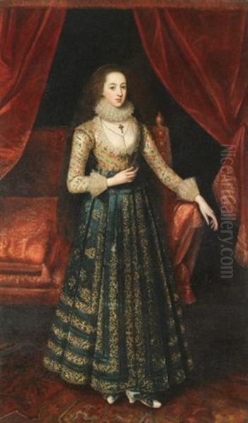 Portrait Of A Lady (lady Anne Cecil, Daughter Of William Cecil, 2nd Earl Of Exeter ?) Oil Painting by Robert Peake