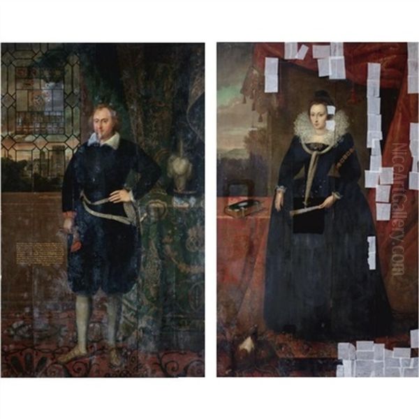 Portrait Of Sir George Fermor (+ Mary, His Wife; 2 Works) Oil Painting by Robert Peake