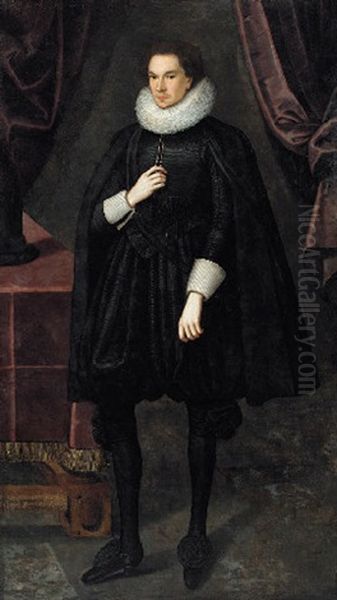 Portrait Of Sir Thomas Wentworth, Later 1st Earl Of Strafford And Lord Lieutenant Of Ireland Oil Painting by Robert Peake