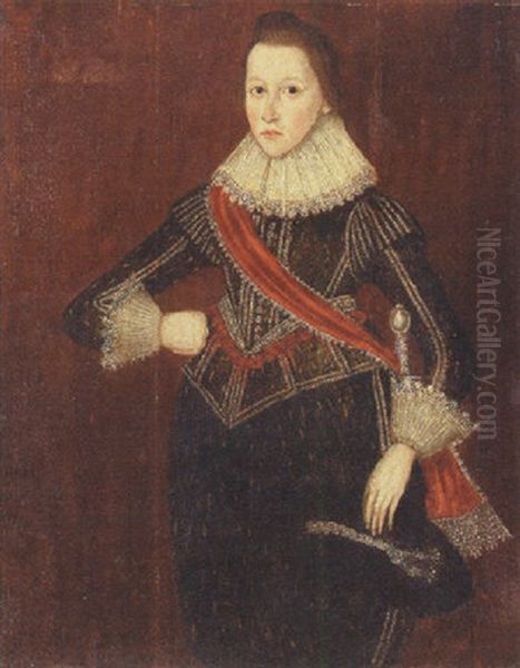 Portrait Of A Young Gentleman Holding A Hat Oil Painting by Robert Peake