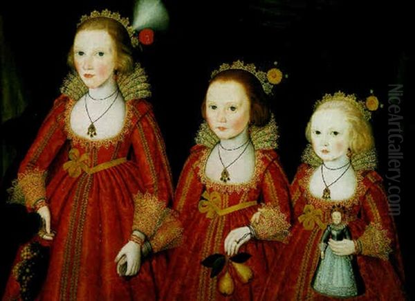 Portrait Of Three Young Girls Oil Painting by Robert Peake