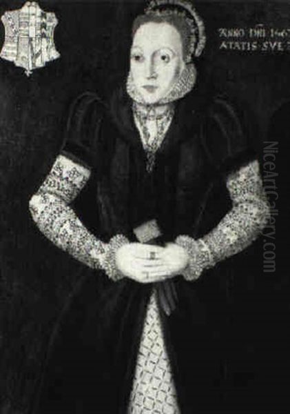 Portrait Of A Lady With A Brown And Gold Dress Oil Painting by Robert Peake