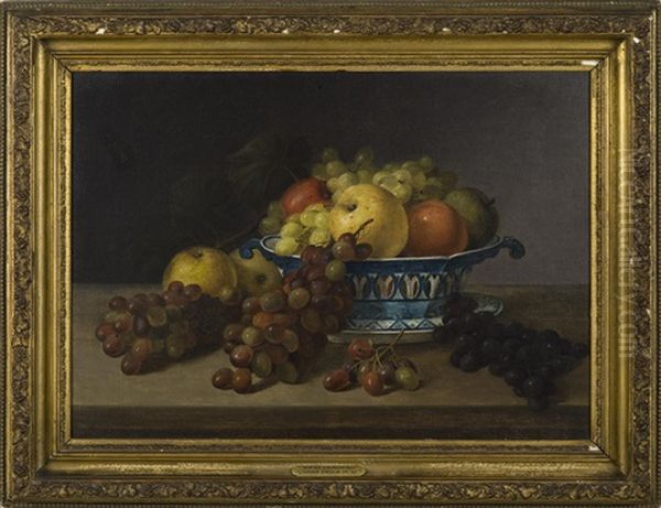 Still-life With Fruit In A Pierced Porcelain Basket Oil Painting by James Peale