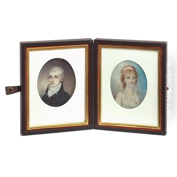 Miniature Portraits Of A Lady And Gentleman Of The Beall Family Oil Painting by James Peale