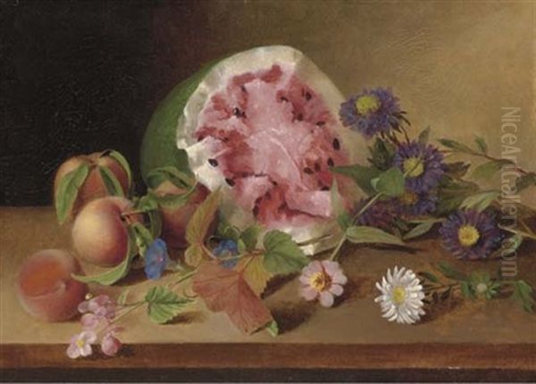 Still Life With Watermelon Oil Painting by James Peale