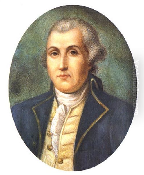 Portrait Of The Honorable James Bridge Wearing A Blue Coat With White Stock And Powdery Wig Oil Painting by James Peale