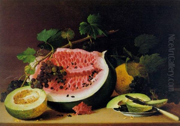 Still Life With Watermelon Oil Painting by James Peale
