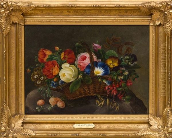 A Basket Of Flowers Oil Painting by Sarah Miriam Peale