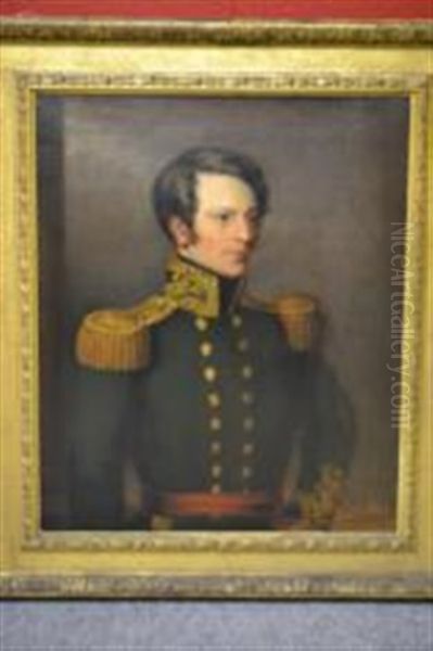 Portrait Of An Army Officer, Standing, Half Length Oil Painting by Pearce, Stephen