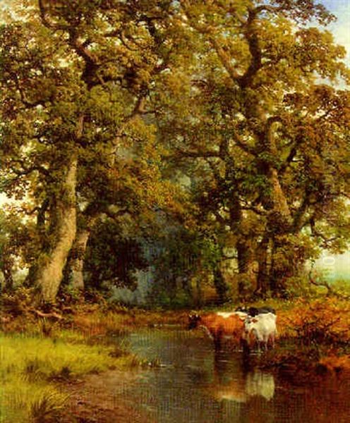A Shady Glen Oil Painting by Cornelius Pearson