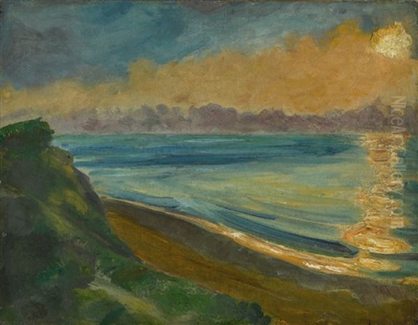Steilkuste Und Sonnenspiegelung (steep Coast And Sun Reflection) Oil Painting by Max Pechstein