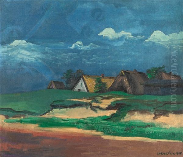 Fischerkaten Oil Painting by Max Pechstein