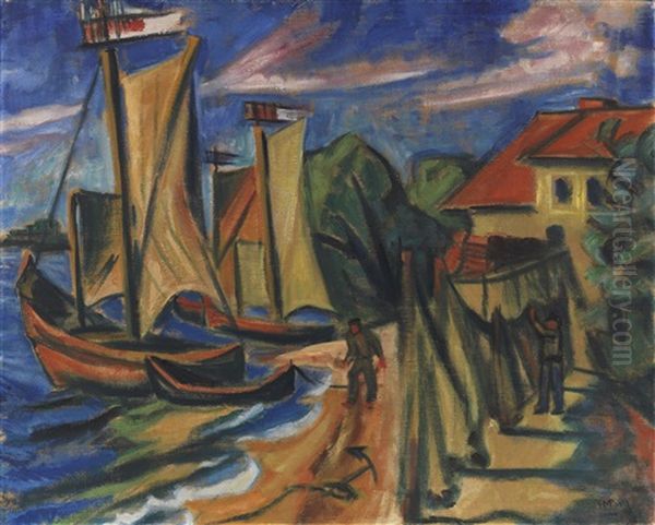 Sommermorgen Oil Painting by Max Pechstein