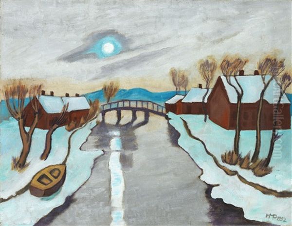 Wintermorgen Oil Painting by Max Pechstein
