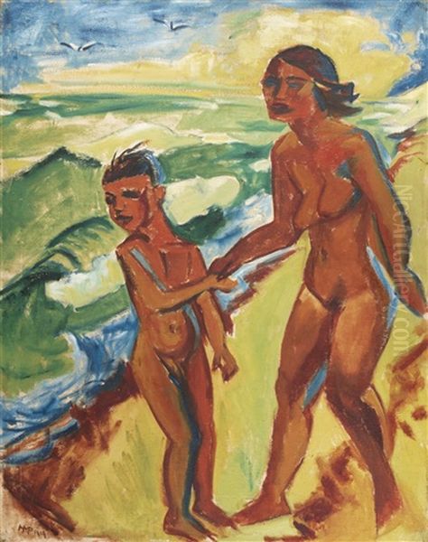 Feuchter Tag (humid Day) Oil Painting by Max Pechstein