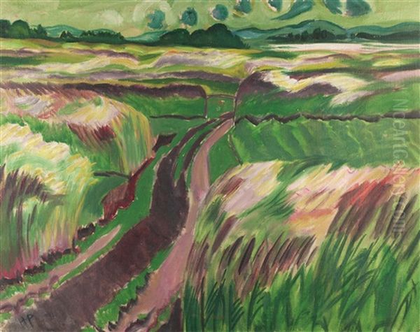 Kornfelder Am Fruhen Morgen Oil Painting by Max Pechstein