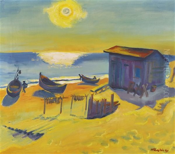 Die Sonne Kam Wieder (the Sun Came Back) Oil Painting by Max Pechstein