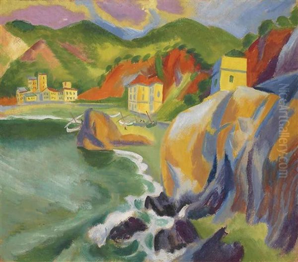 Monterosso Al Mare Oil Painting by Max Pechstein