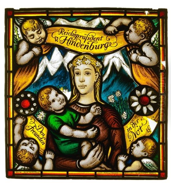 Die Helvetia Als Caritas Vor Schweizer Bergen Oil Painting by Max Pechstein