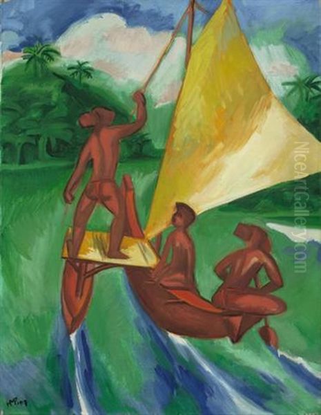 Segelndes Kanu Oil Painting by Max Pechstein