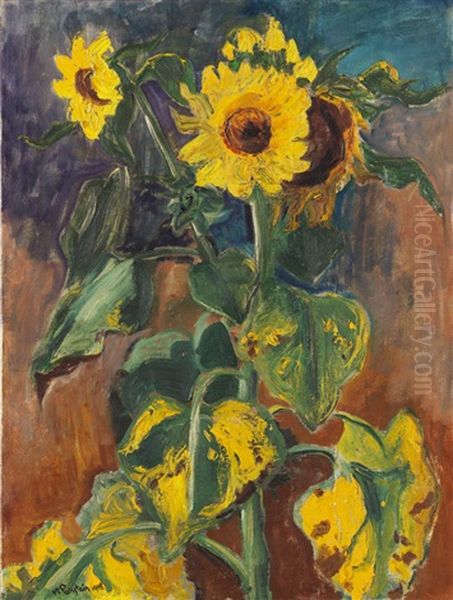 Sonnenblumen Oil Painting by Max Pechstein