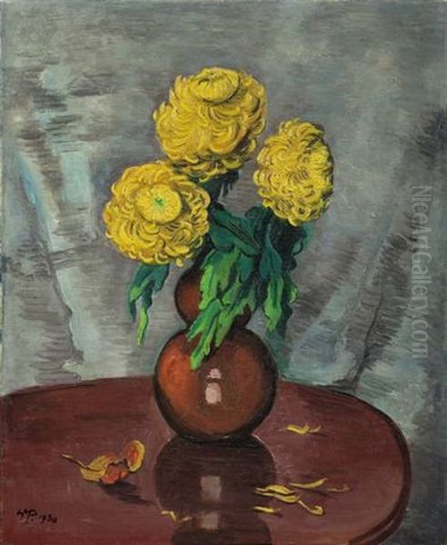 Chrysanthemen Oil Painting by Max Pechstein