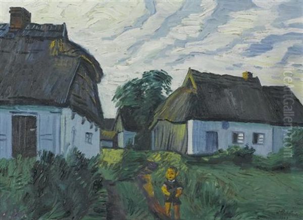 Pommersche Fischerkaten Oil Painting by Max Pechstein