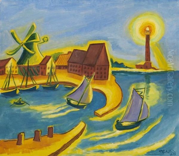 Fischerhafen Auf Fehmarn Oil Painting by Max Pechstein