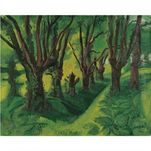 Wald In Den Pyrenaen (the Forest In The Pyrenees) Oil Painting by Max Pechstein