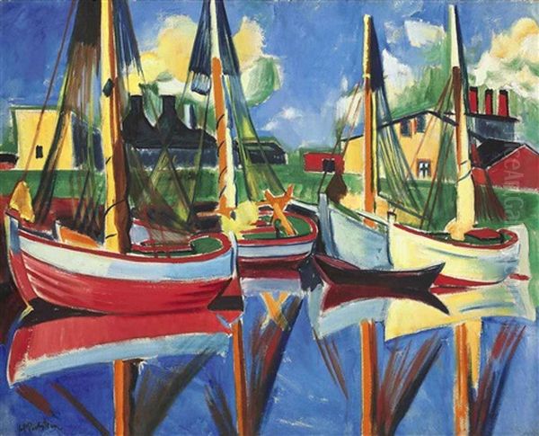 Fischkutter In Der Nachmittagssonne Oil Painting by Max Pechstein