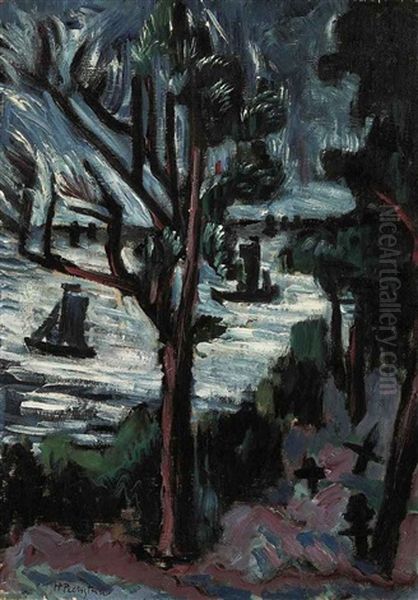 Kiefern Am Haff Oil Painting by Max Pechstein