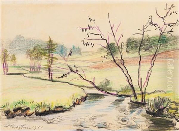 Bach Im Nebel Oil Painting by Max Pechstein