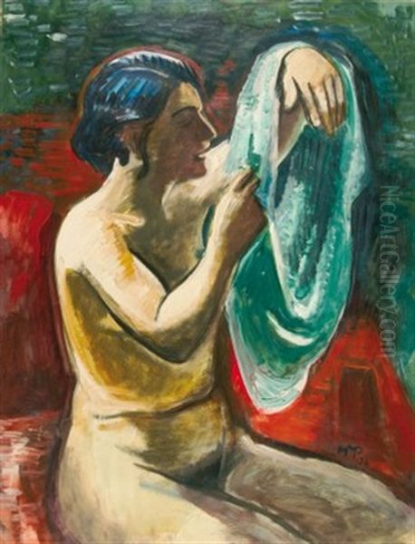Akt Iii, Sitzend Von Vorn (martha Pechstein) Oil Painting by Max Pechstein