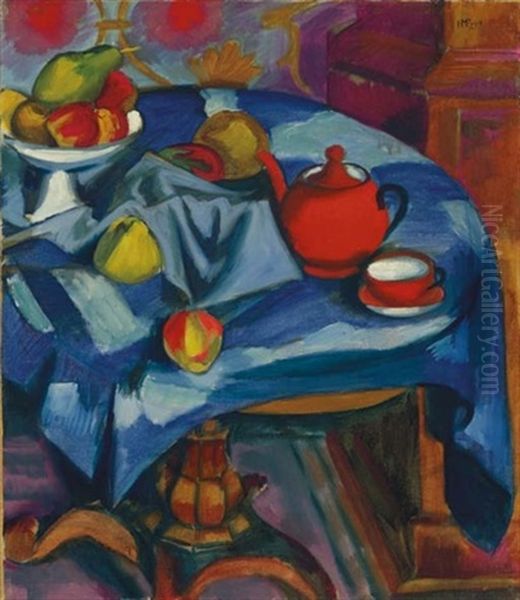 Das Rote Teeservice Oil Painting by Max Pechstein