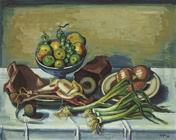 Stilleben Mit Huhn Und Obstschale Oil Painting by Max Pechstein