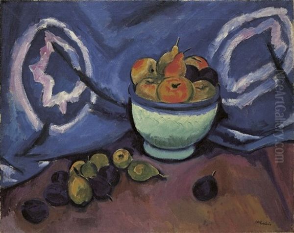Stilleben Mit Obstschale Oil Painting by Max Pechstein