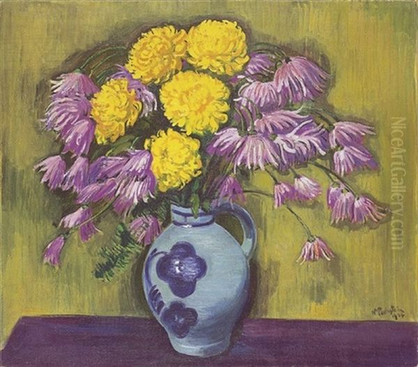 Chrysanthemen Oil Painting by Max Pechstein