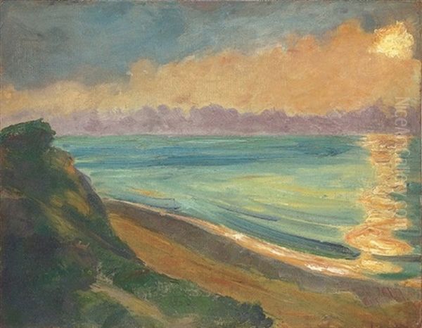 Steilkuste Und Sonnenspiegelung (leba) Oil Painting by Max Pechstein