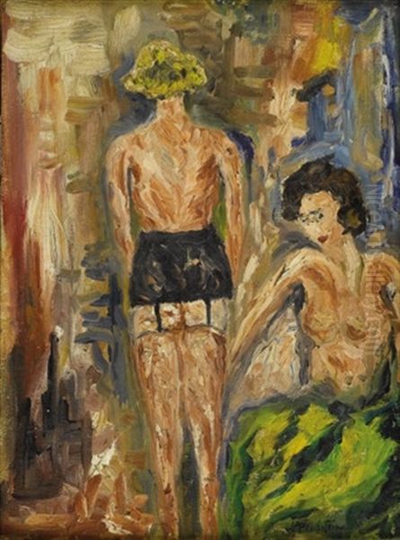 Two Women Dressing Oil Painting by Max Pechstein