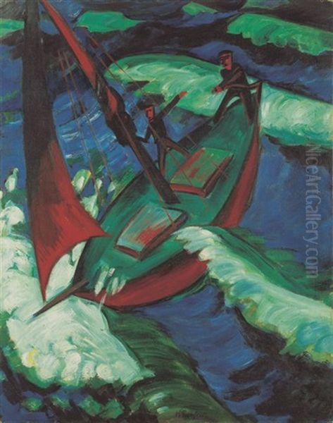 Kutter Im Sturm Oil Painting by Max Pechstein