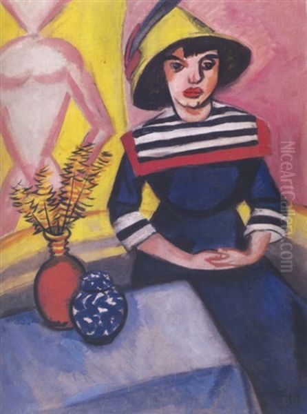 Junges Madchen Mit Matrosenkleid Oil Painting by Max Pechstein