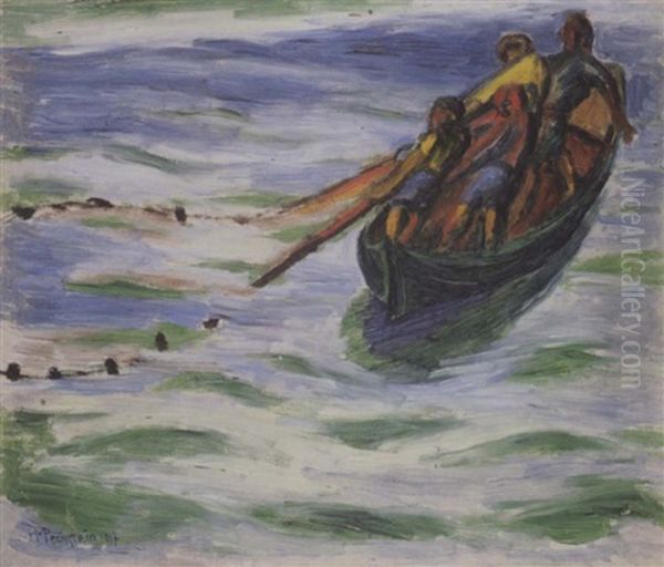 Fischerboot (italien) Oil Painting by Max Pechstein