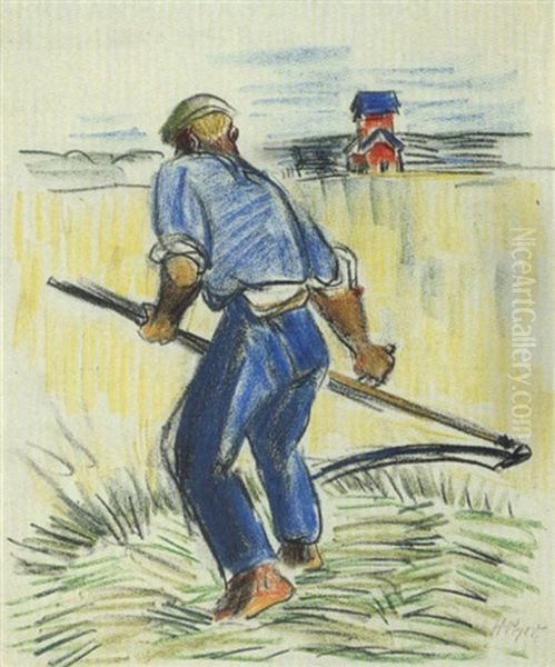 Beim Mahen Oil Painting by Max Pechstein