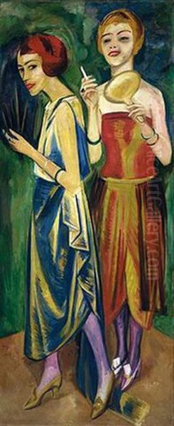 Mannequins Oil Painting by Max Pechstein