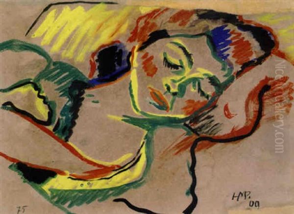 Schlafende Lotte Oil Painting by Max Pechstein