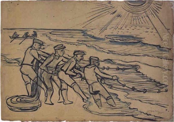 Fischer Iii Oil Painting by Max Pechstein