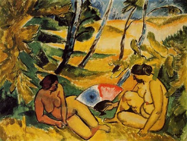 Die Badenden Oil Painting by Max Pechstein